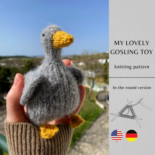 My Lovely Gosling Toy Knitting Pattern ROUND Version | Instant Download PDF