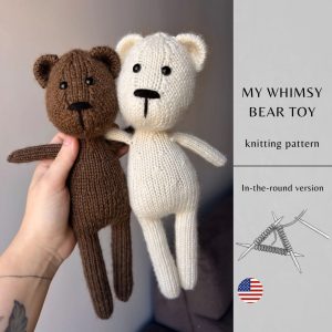 Green Grunge Strokes Salad Food Instagram Post My Whimsy Bear Toy Knitting Pattern | Instant Download PDF