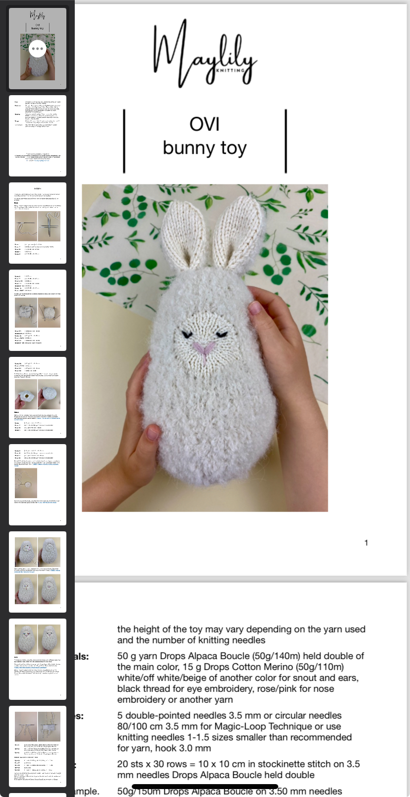 Ovi Bunny Toy Knitting Pattern | Instant Download PDF - Image 2