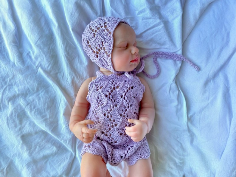 Olivia Set: Knitted Cap & Bodysuit Pattern for Newborns