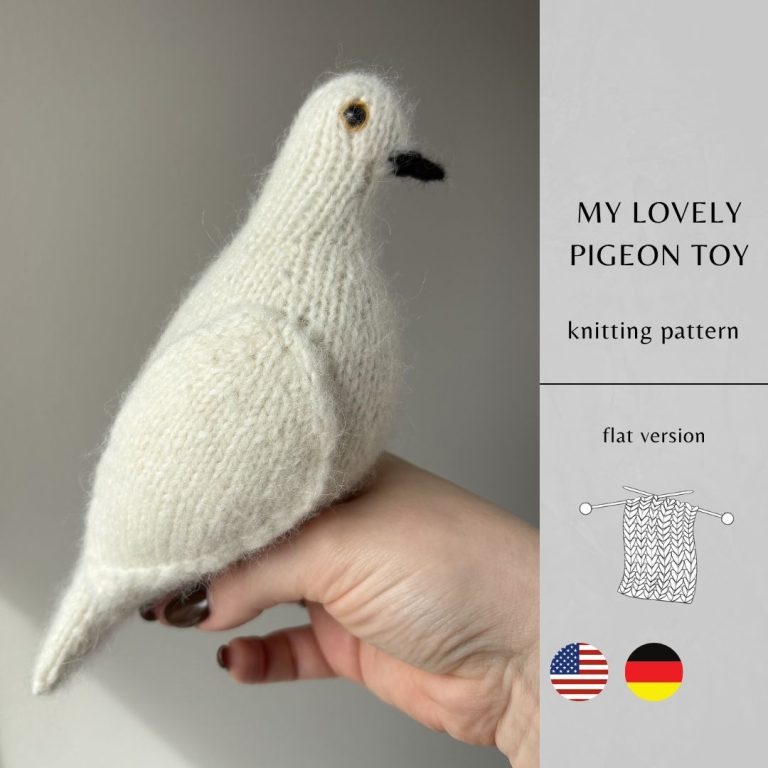 My Lovely Pigeon Toy knitting pattern FLAT Version | Instant Download PDF